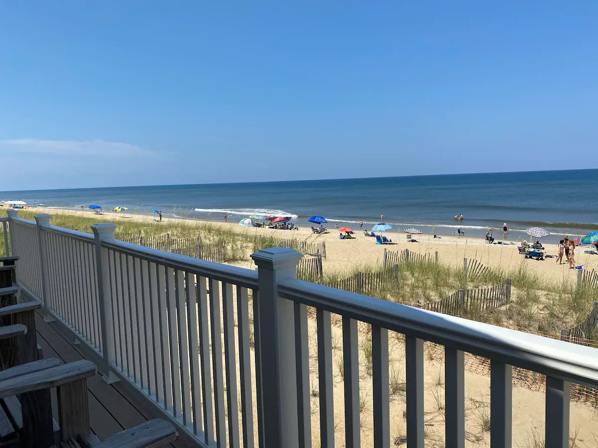 The hotel's boardwalk leading over the dunes to the Atlantic at Mariner Inn & Suites